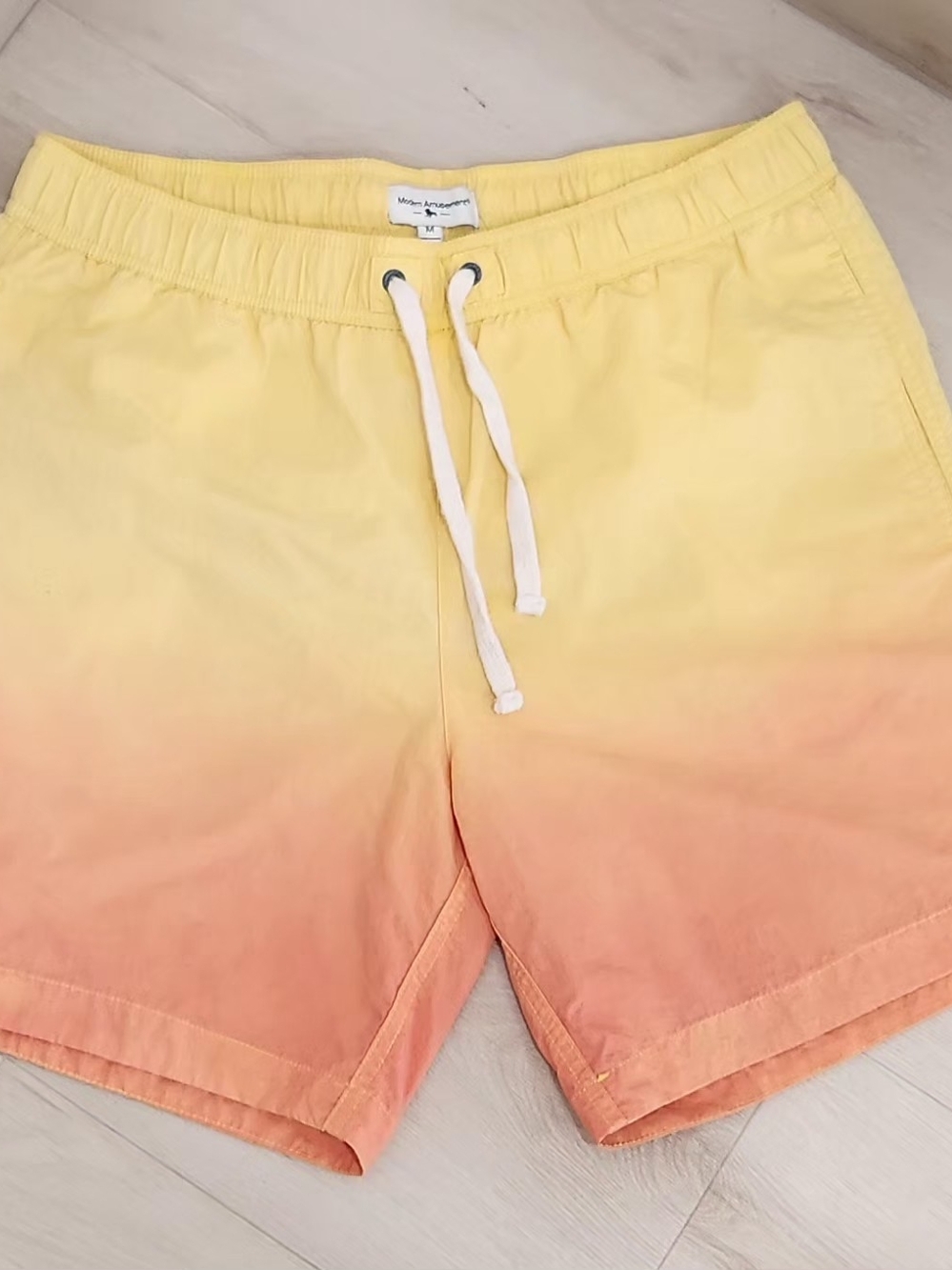 Modern Amusement Yellow to Orange Ombre Drawstring Athletic Shorts